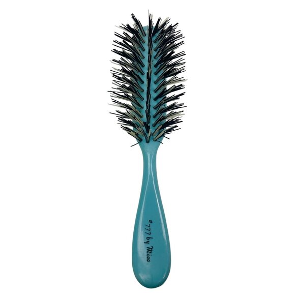 Vintage Teal Plastic Hair Brush #777 By Mico with Nylon Bristles MCM 60s 70s - Picture 2 of 3